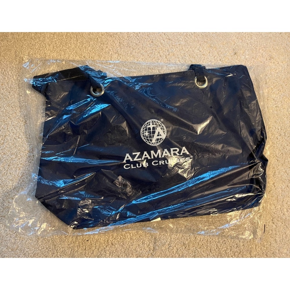 Azamara Club Cruises Tote Bag Navy 20x14 Logo Zippered New Sealed Vintage Cruise